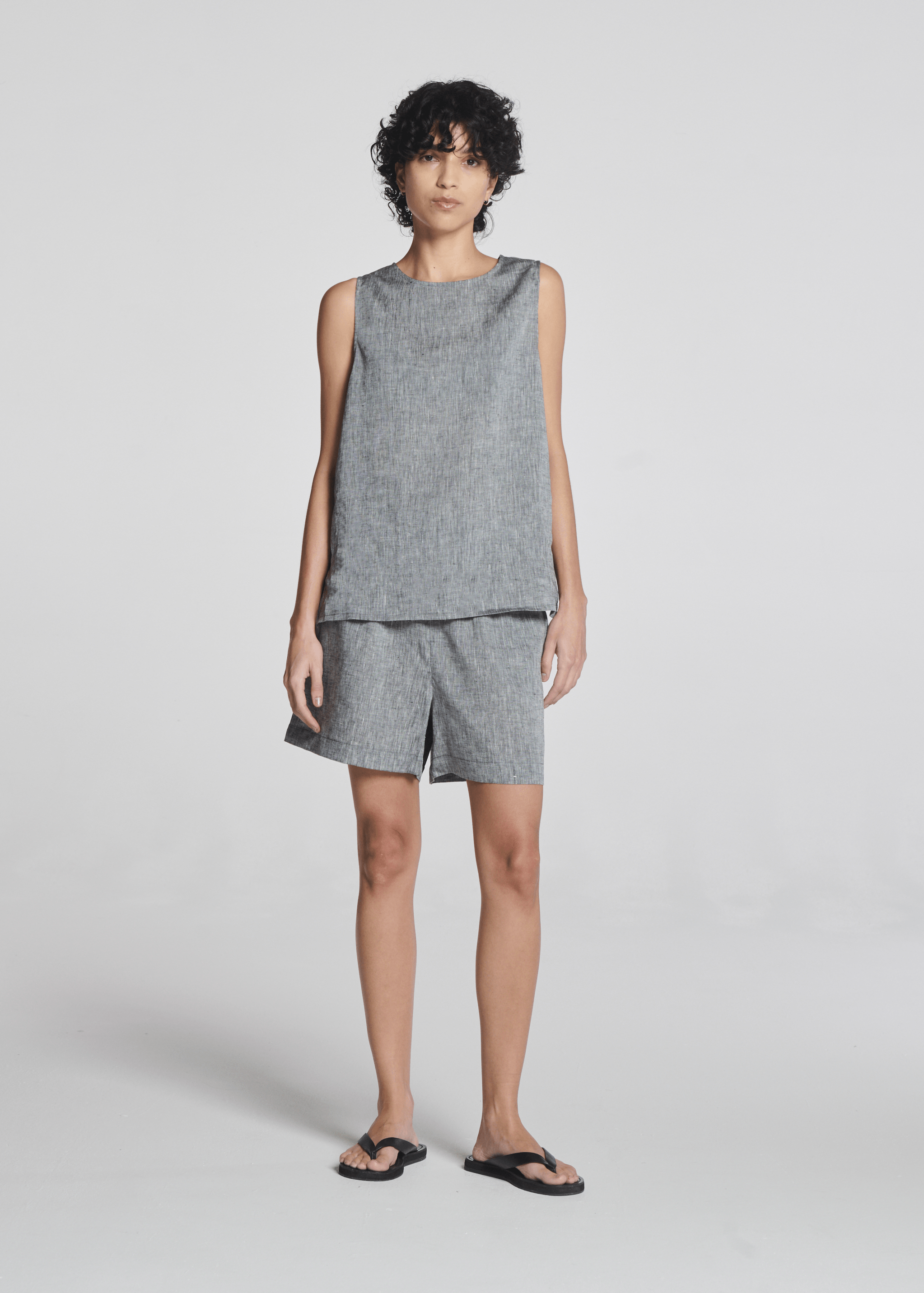 Cali Top Heathered Grey Linen