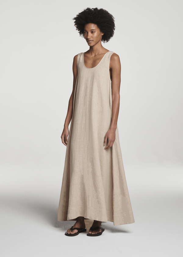 Capri Dress Heathered Sand Linen