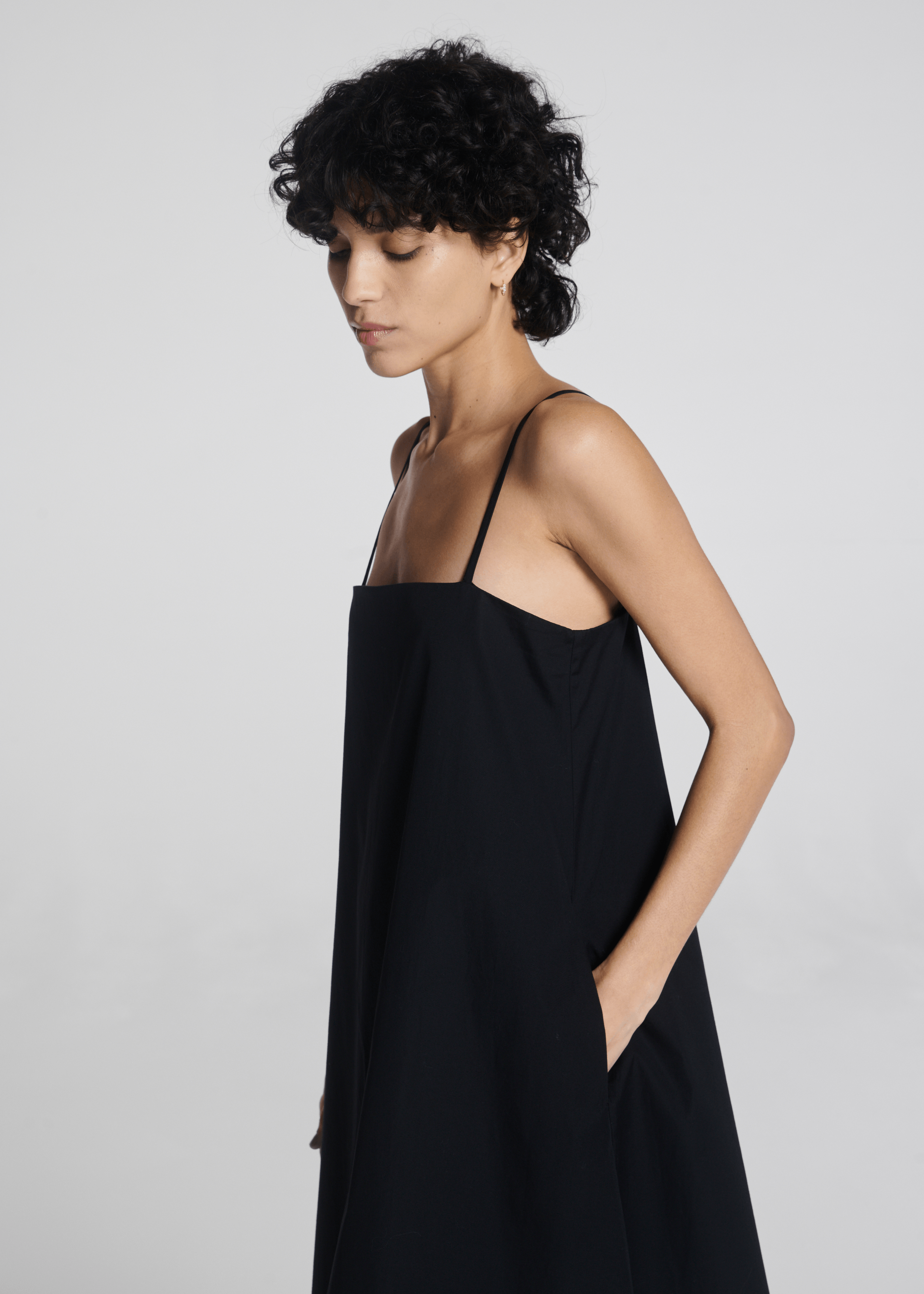 Catalina Dress Black Cotton Poplin