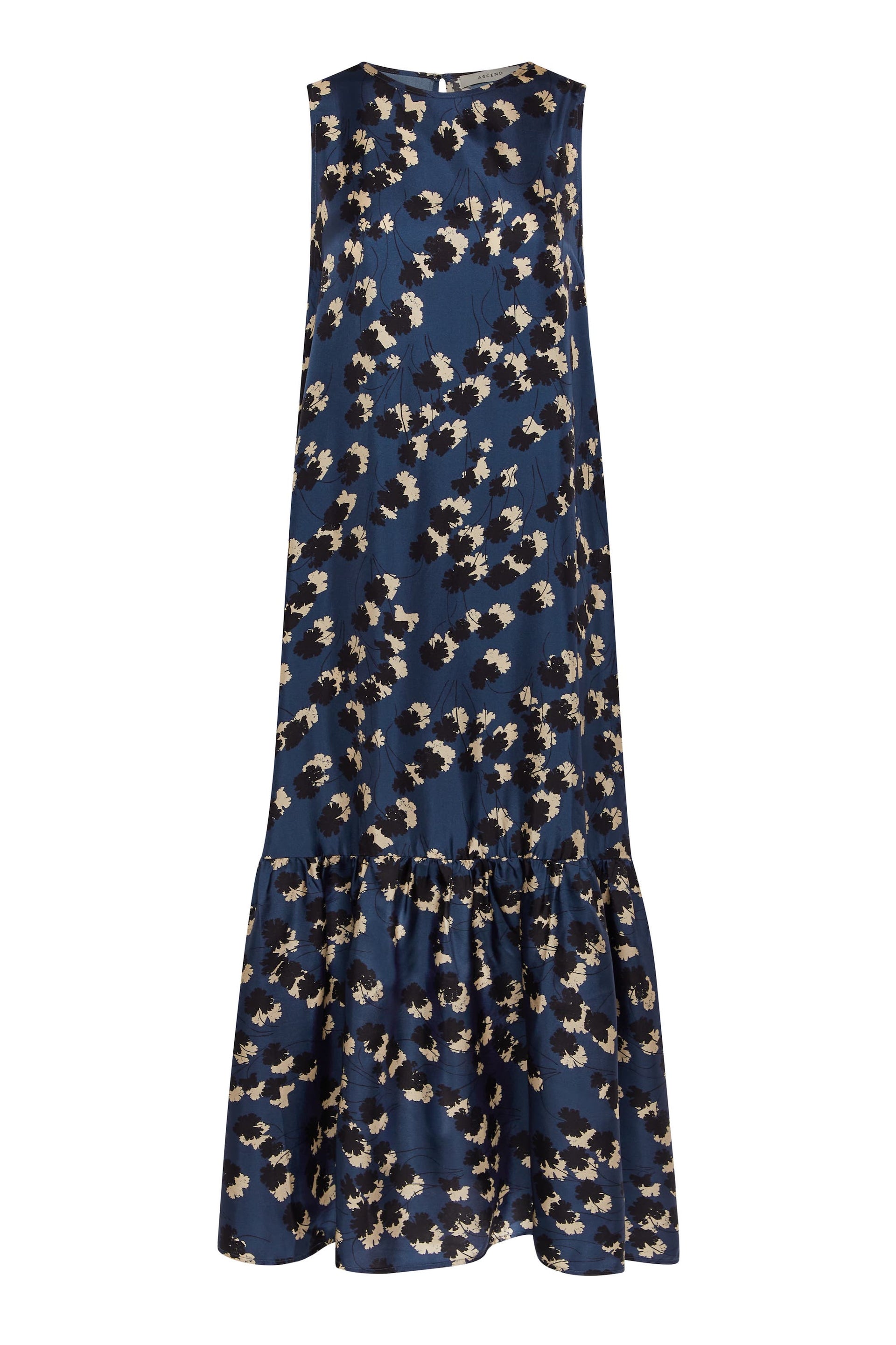Rhea Geranium Navy Silk Twill Dress