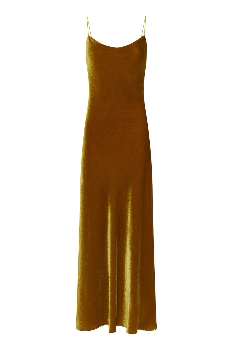 Lyon Dress Gold Silk Velvet
