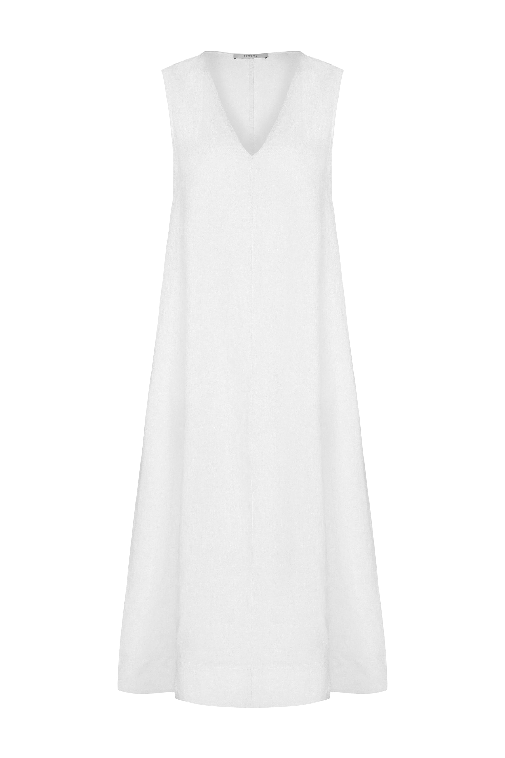 Nisha Dress White Organic Linen