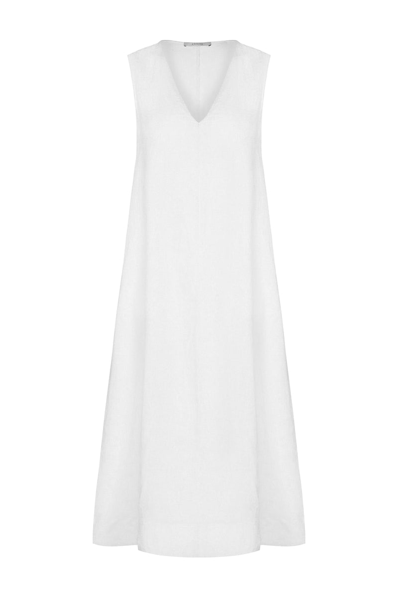 Nisha Dress White Organic Linen