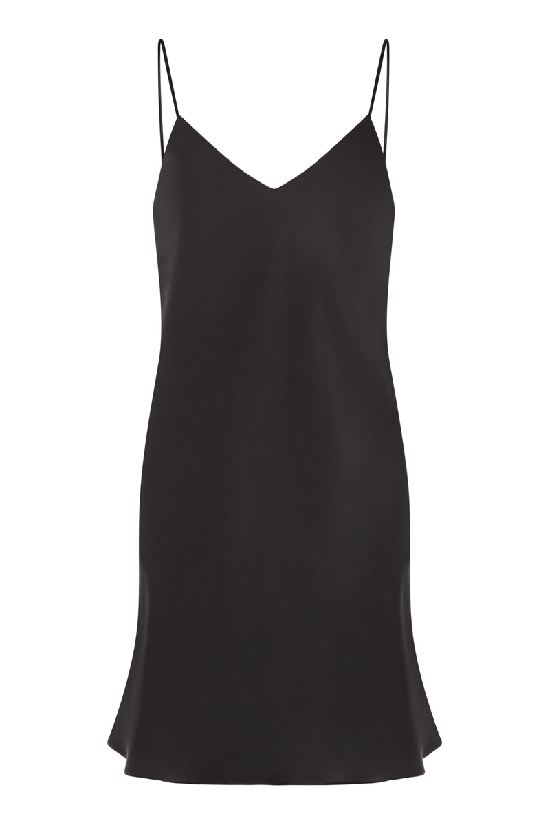 Lyon Black Silk Mini Slip Dress