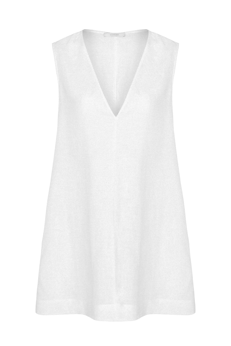Derya White Organic Linen Mini Dress