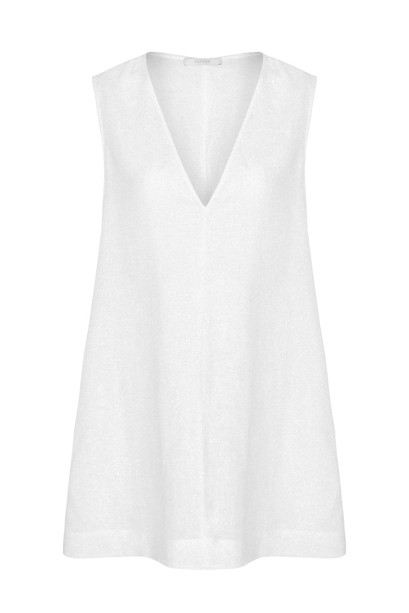 Derya White Organic Linen Mini Dress