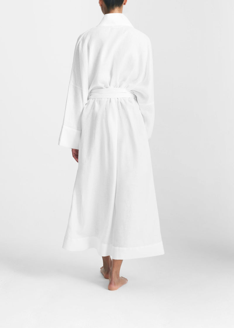 Athens White Organic Linen Robe
