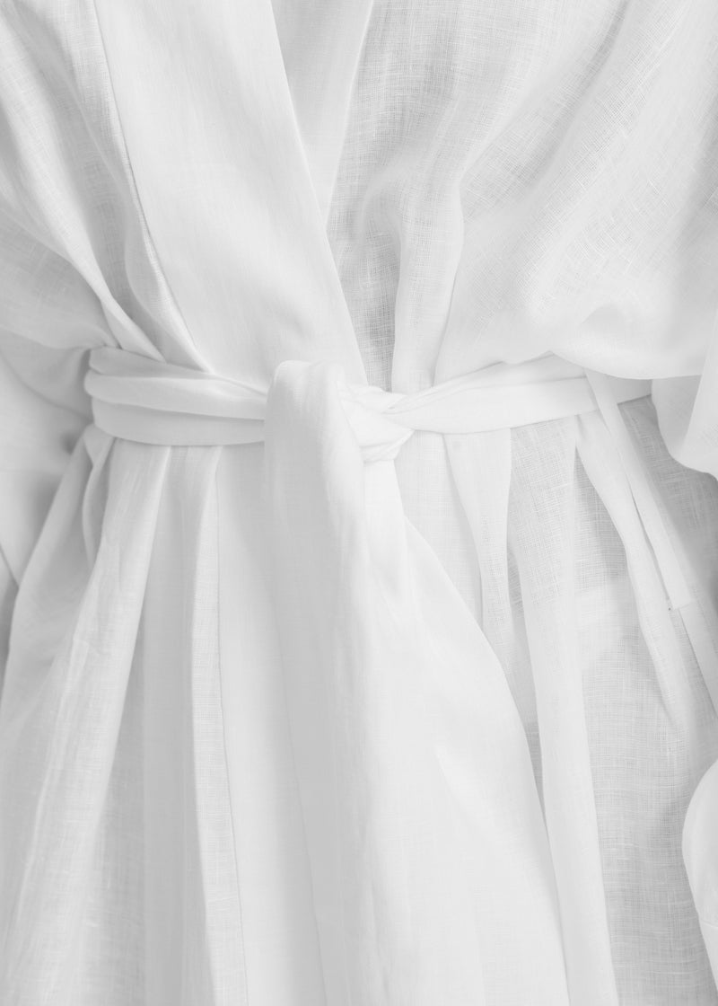Athens White Organic Linen Robe