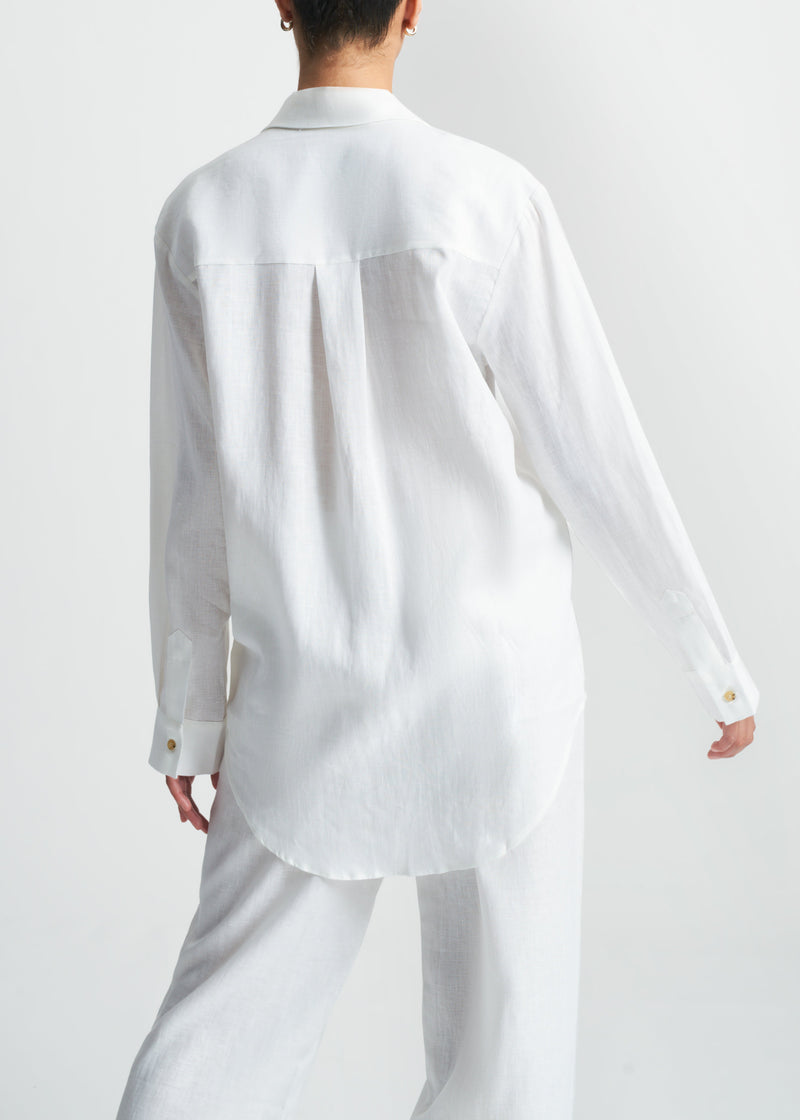 London White Organic Linen Pyjama Top