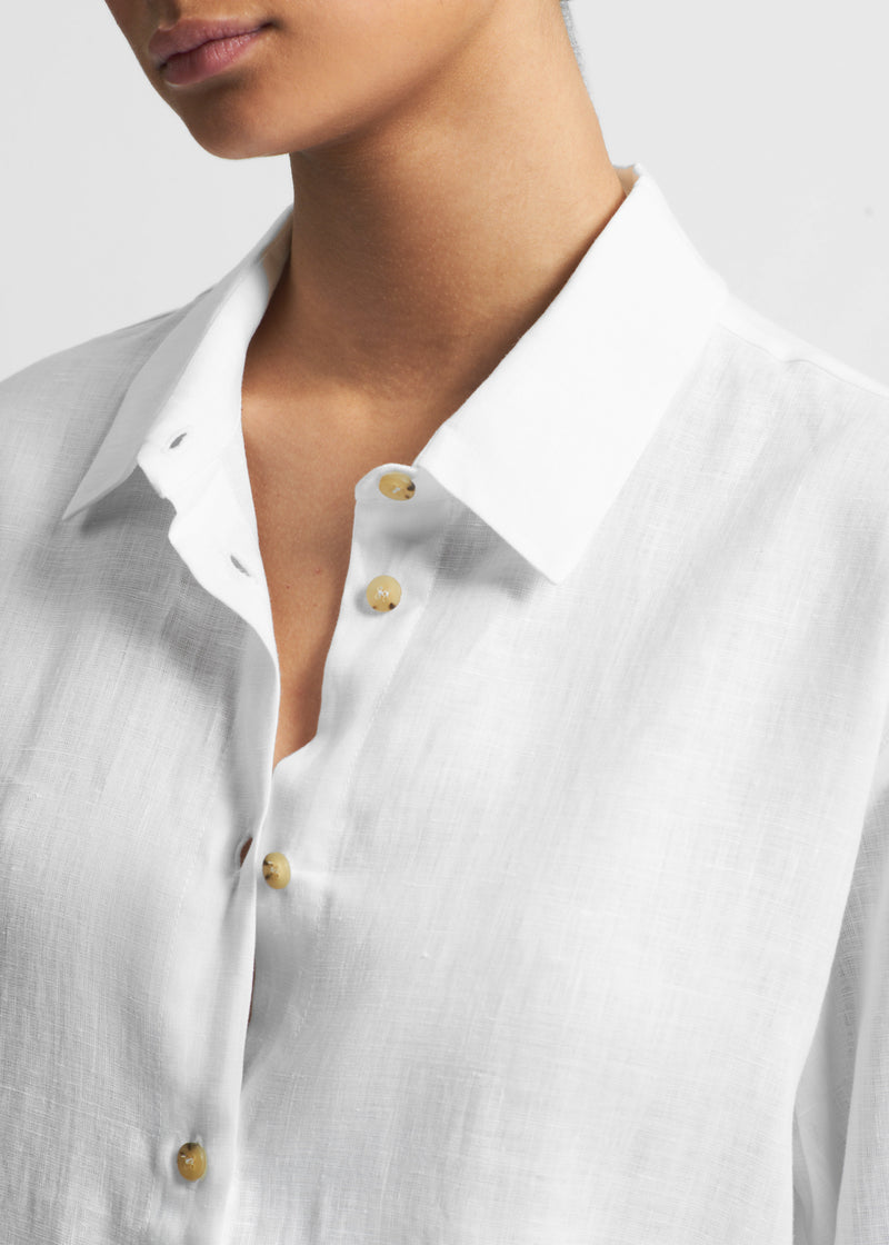 London White Organic Linen Pyjama Top