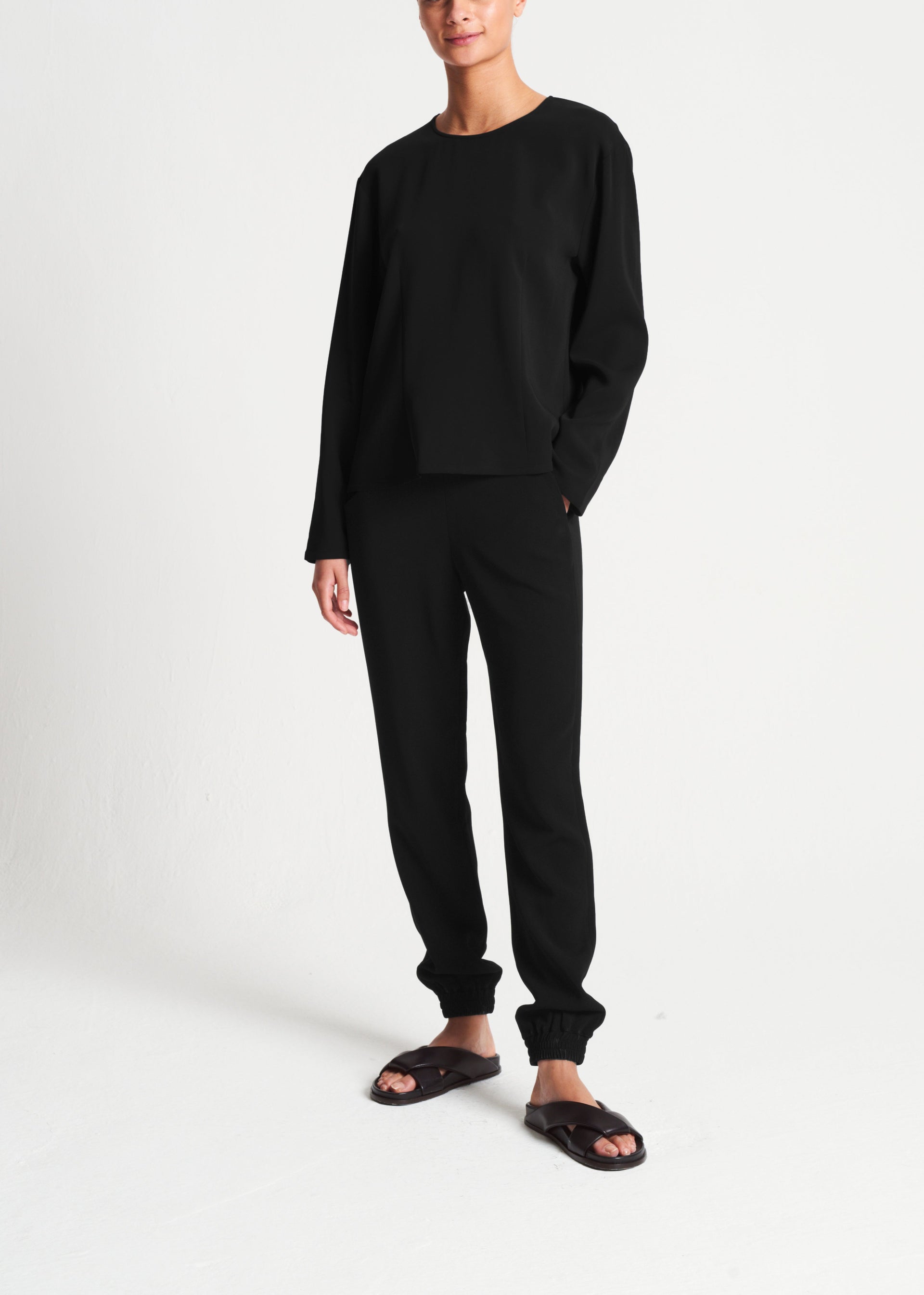 Mia Black Viscose Crepe Top
