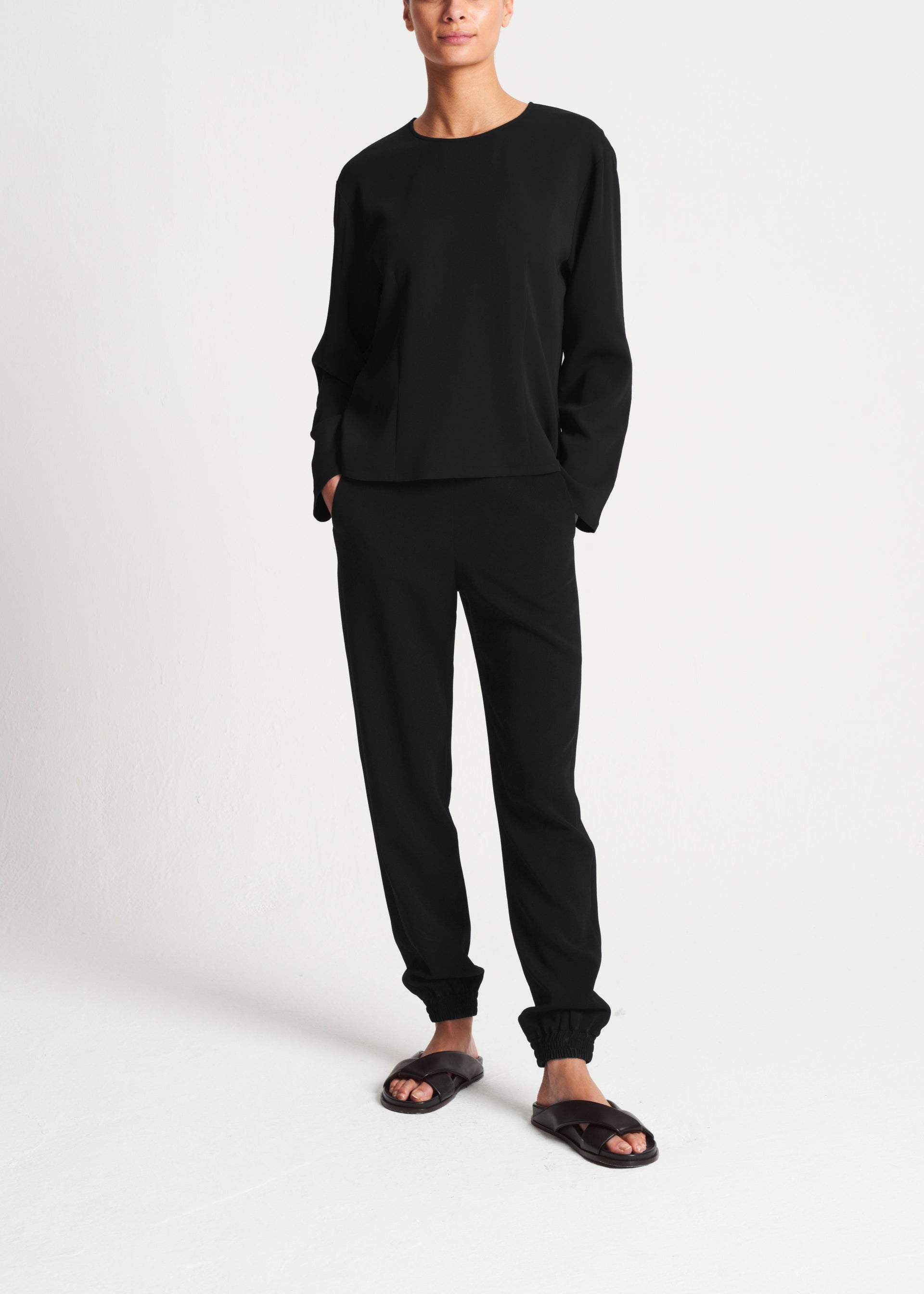 Mia Black Viscose Crepe Top
