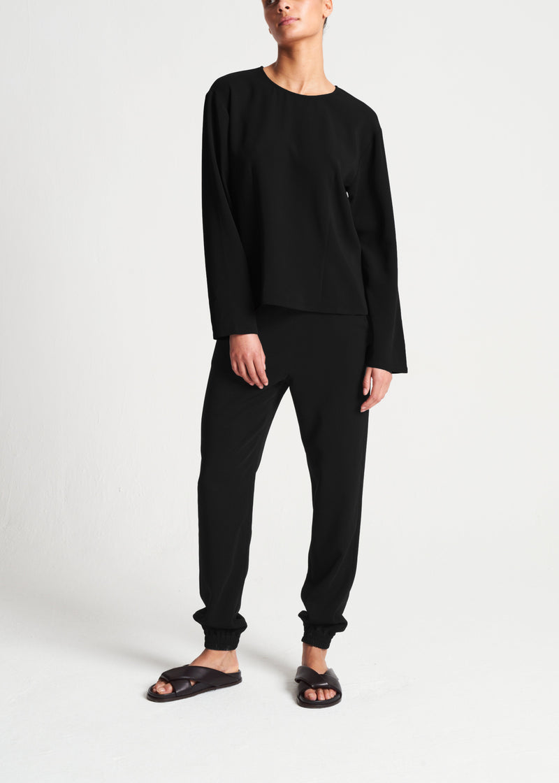 Mia Top Black Viscose Crepe