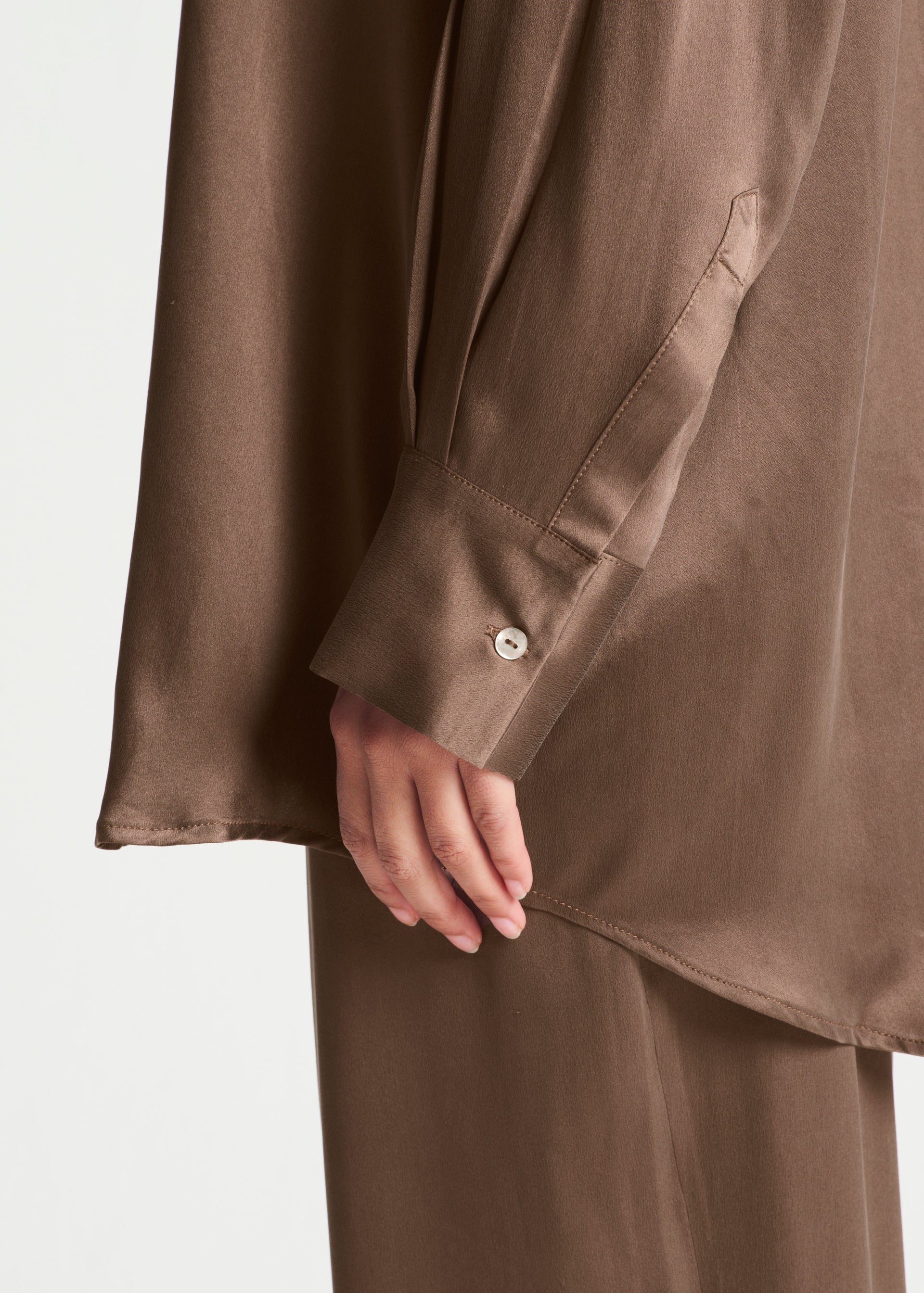 Mantera Cocoa Silk Charmeuse Shirt