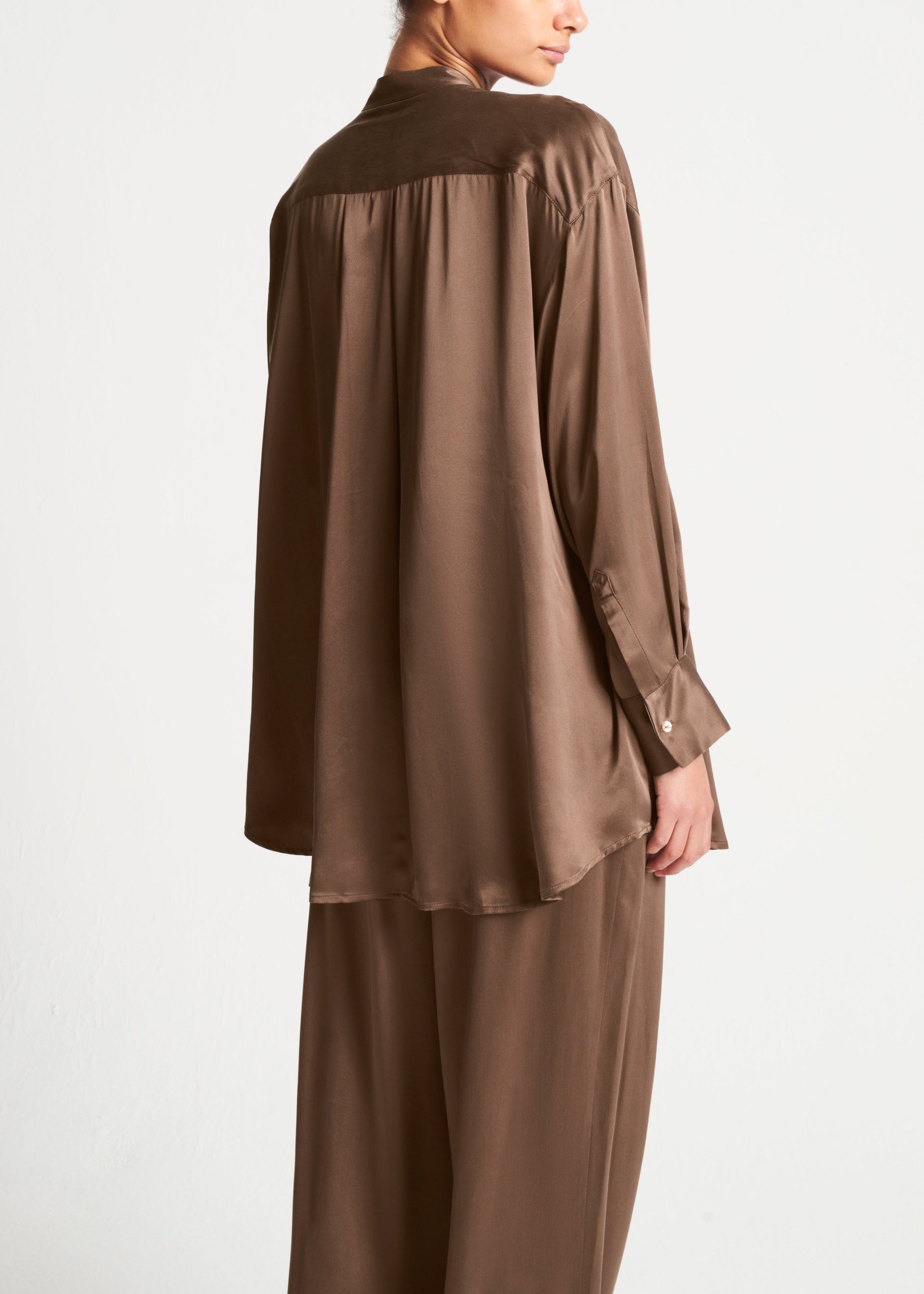 Mantera Cocoa Silk Charmeuse Shirt