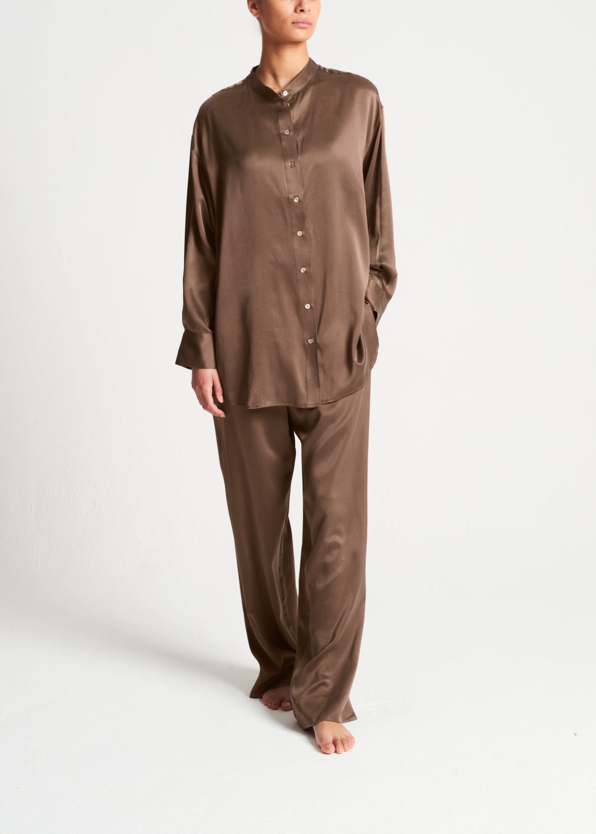 London Cocoa Silk Charmeuse Pyjama Bottom