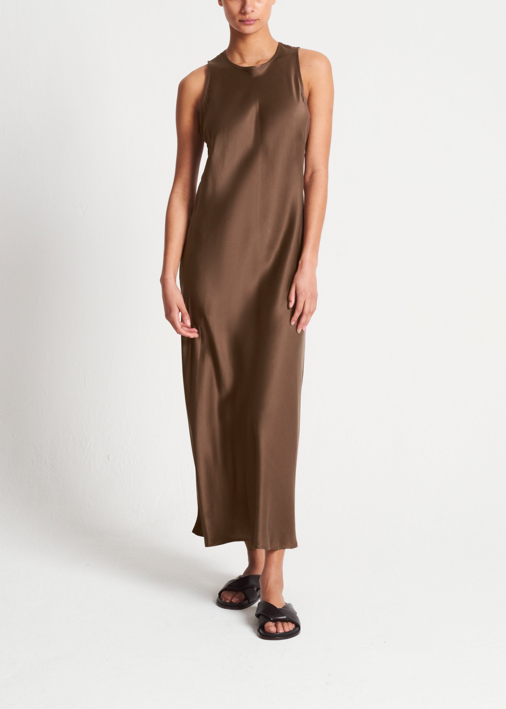 Valencia Cocoa Silk Charmeuse Dress