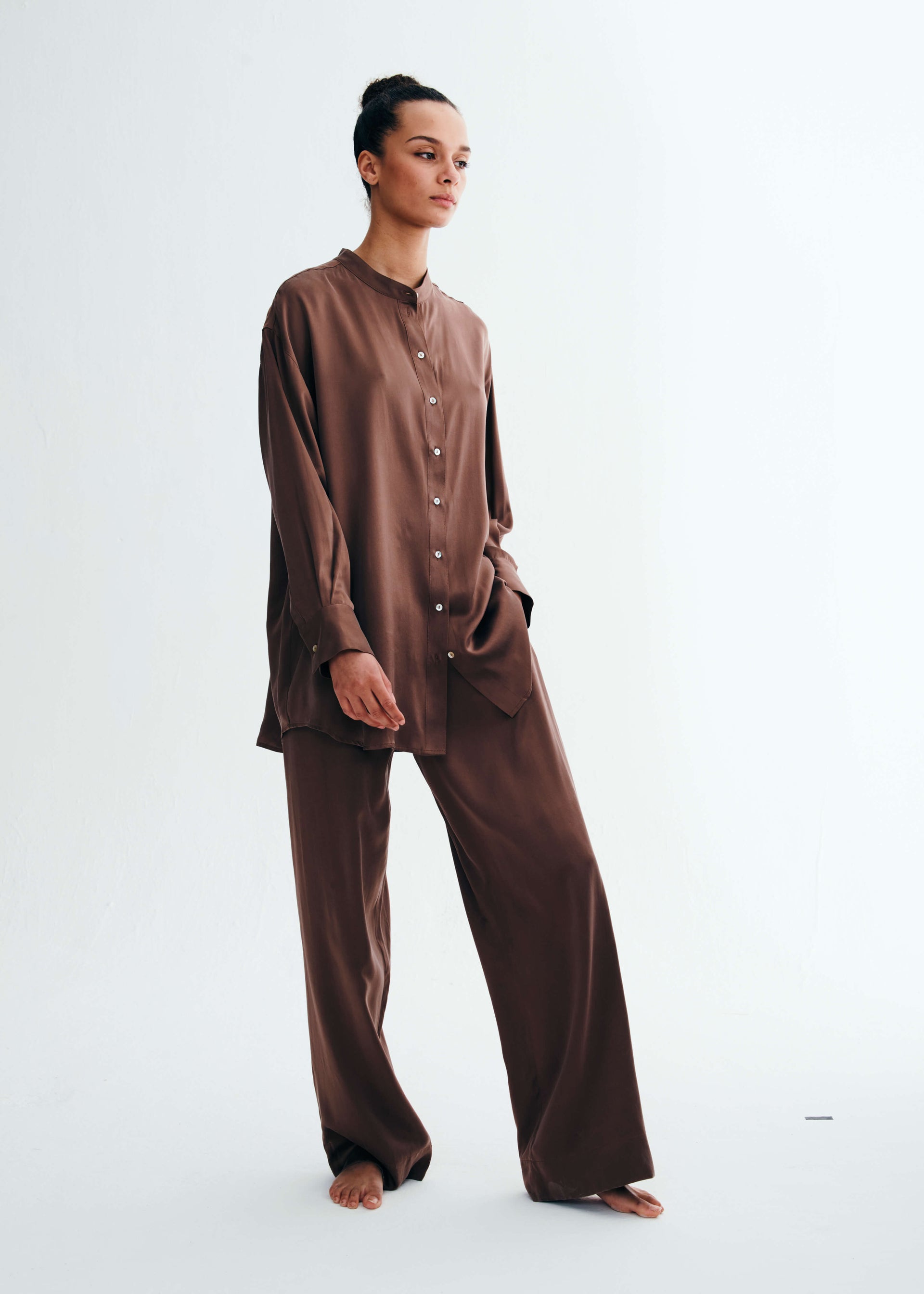 London Cocoa Silk Charmeuse Pyjama Bottom