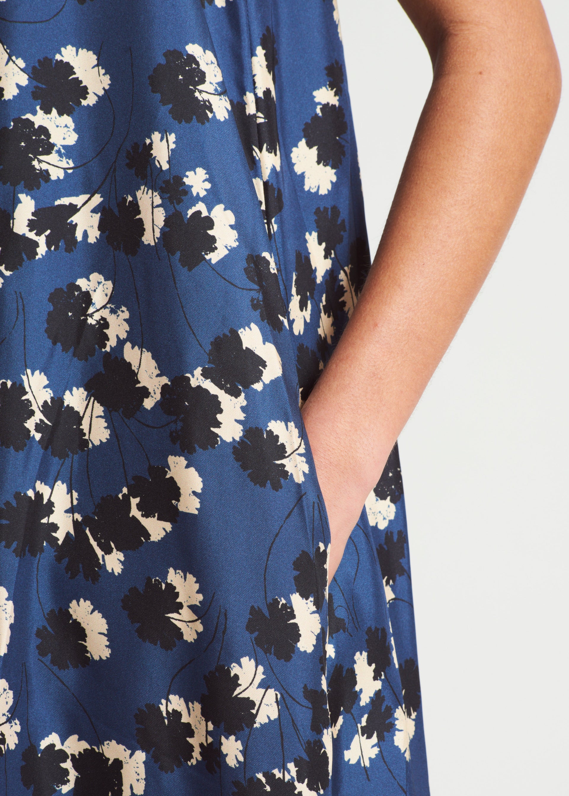 Rhea Geranium Navy Silk Twill Dress