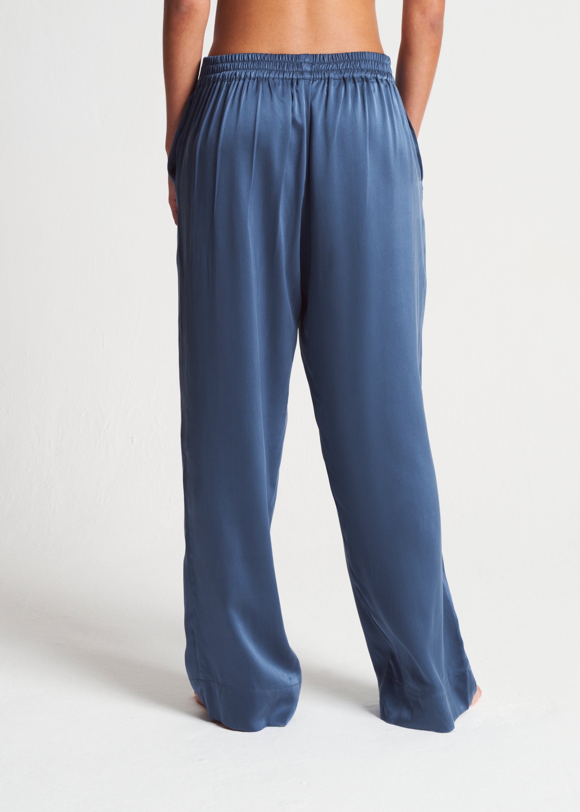London Steel Blue Silk Charmeuse Pyjama Bottom