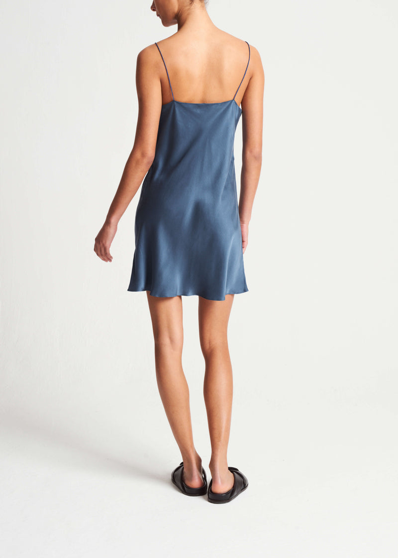Navy silk hotsell mini dress