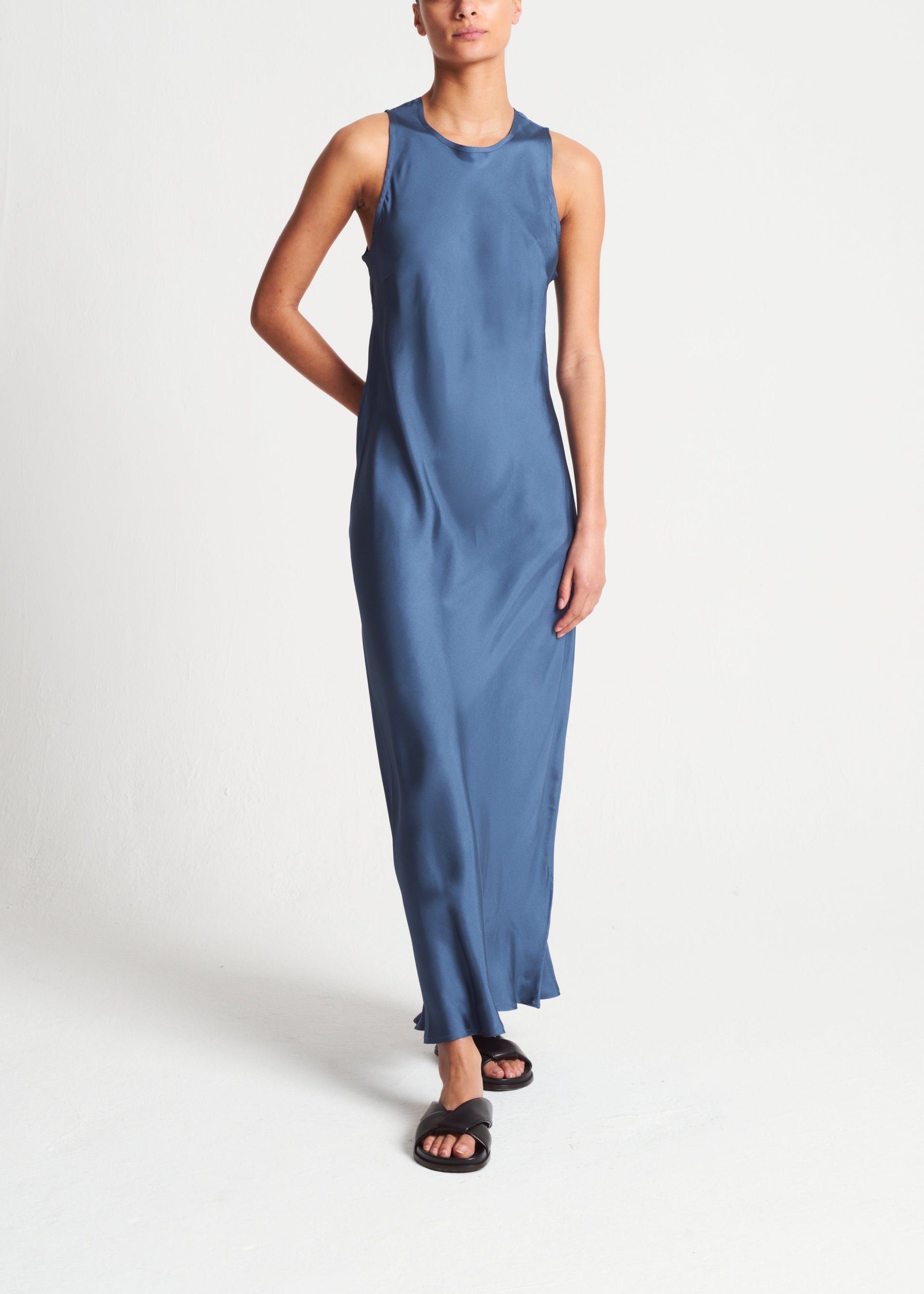 Valencia Steel Blue Silk Twill Dress