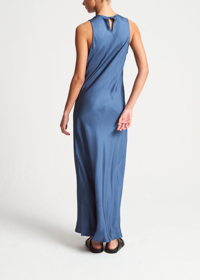Valencia Steel Blue Silk Twill Dress