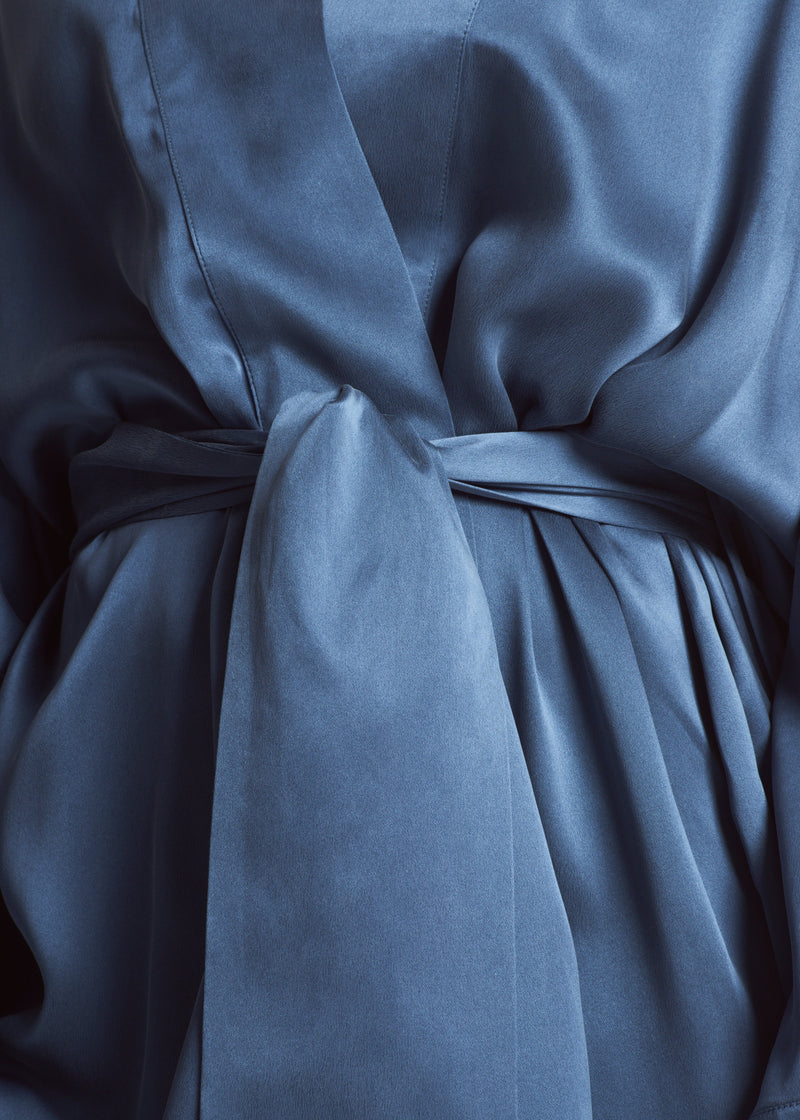 Athens Robe Steel Blue Silk Charmeuse