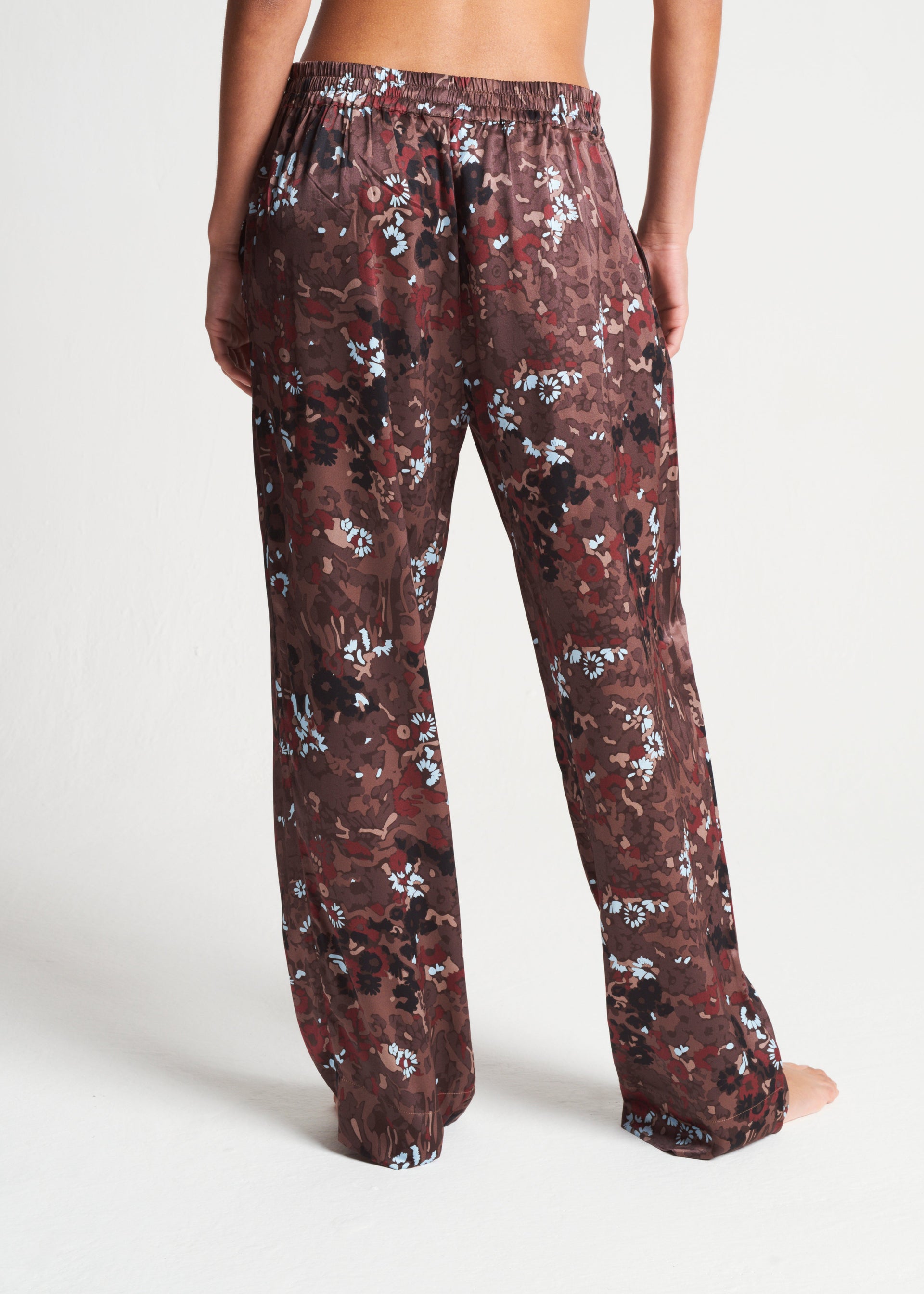 London Winter Flower Cocoa Silk Charmeuse Pyjama Bottom