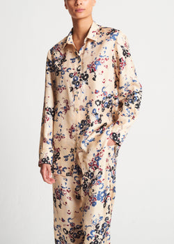 London Winter Flower Cream Silk Twill Pyjama Top