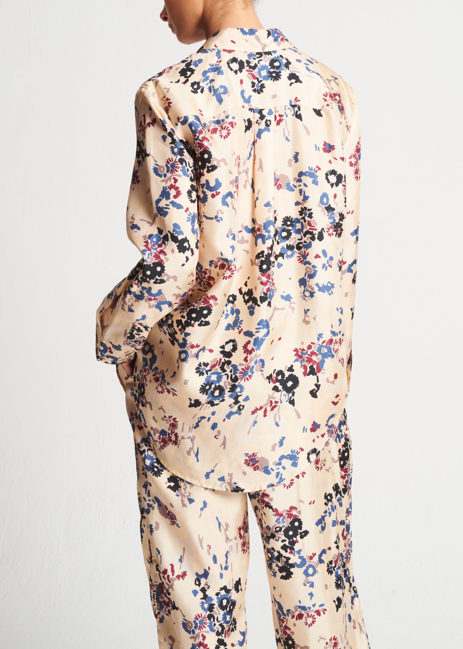 London Winter Flower Cream Silk Twill Pyjama Top