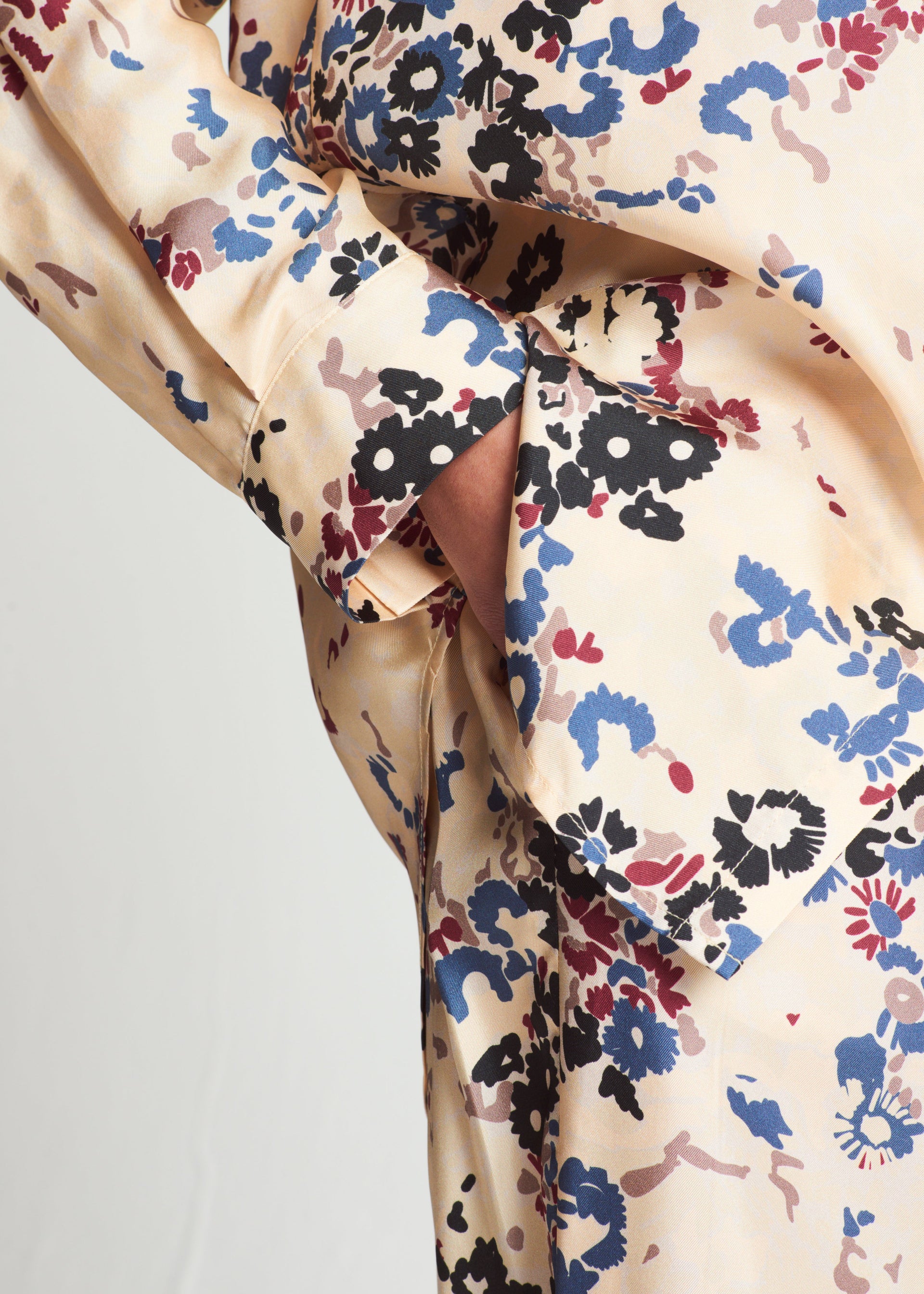 London Winter Flower Cream Silk Twill Pyjama Top