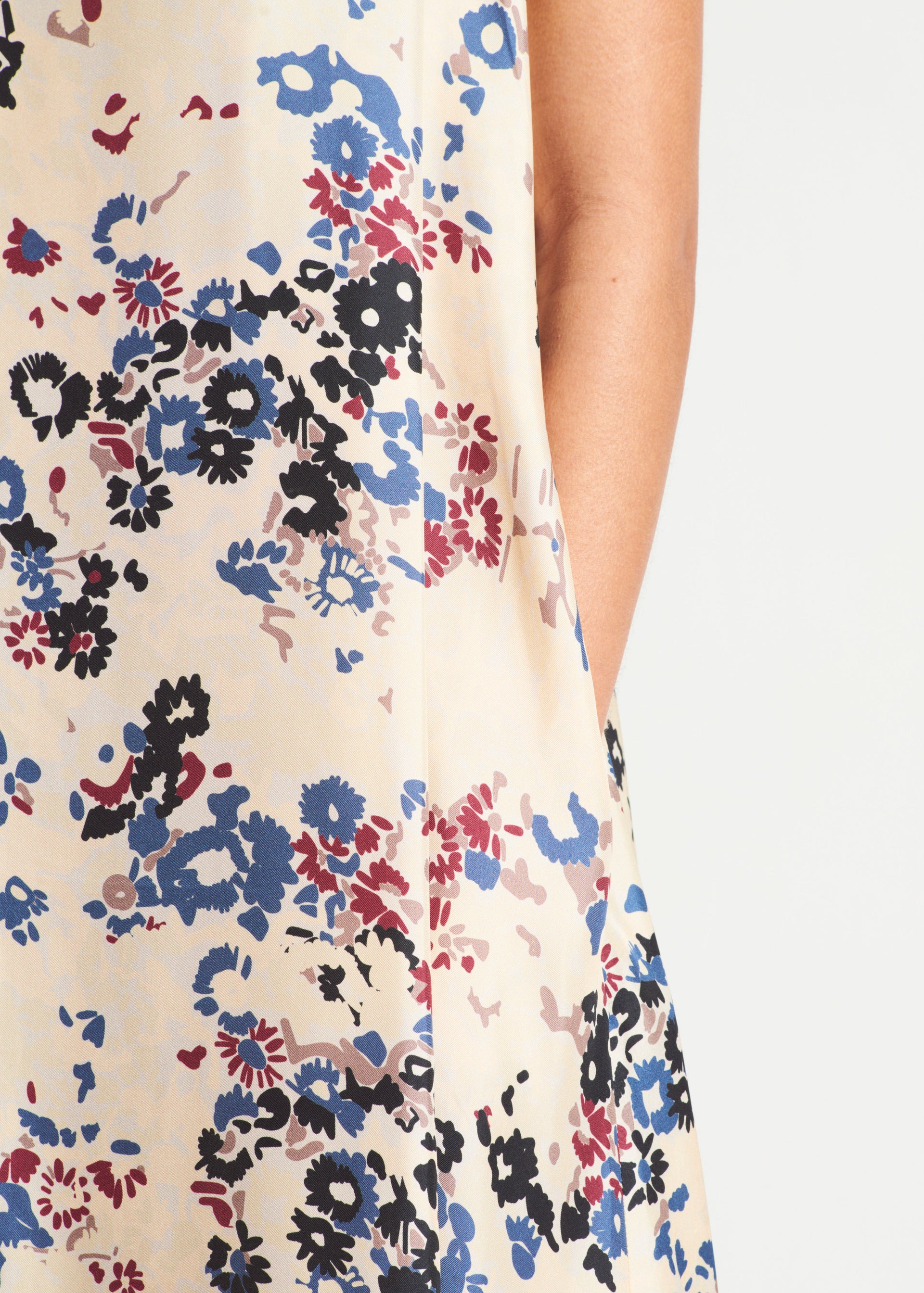 Rhea Winter Flower Cream Silk Twill Dress