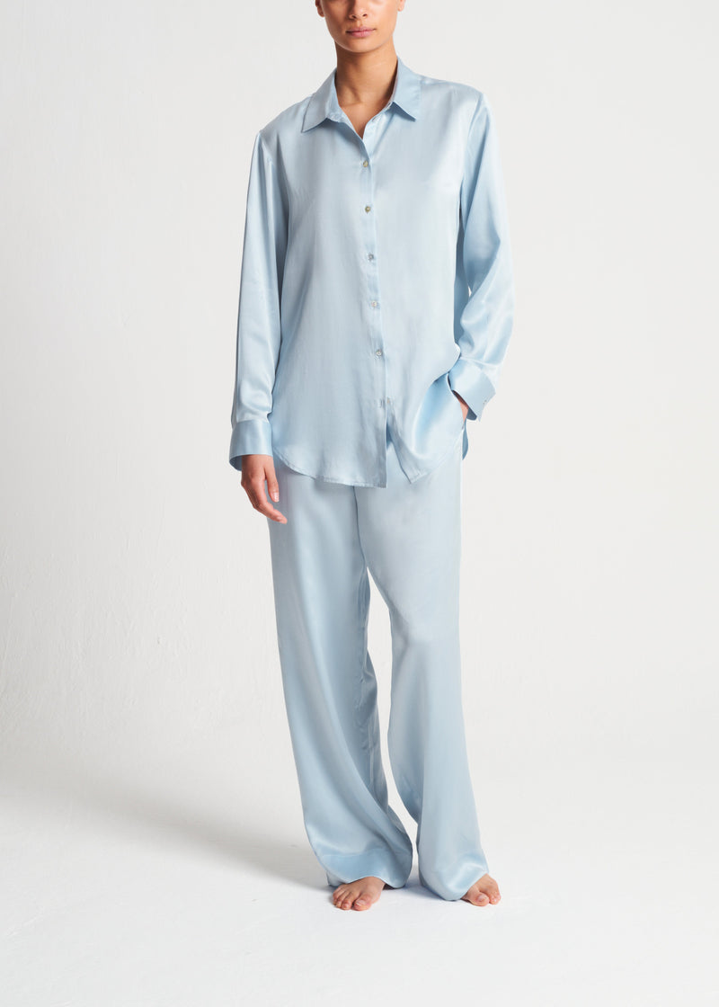 London Sky Blue Silk Charmeuse Pyjama Bottom