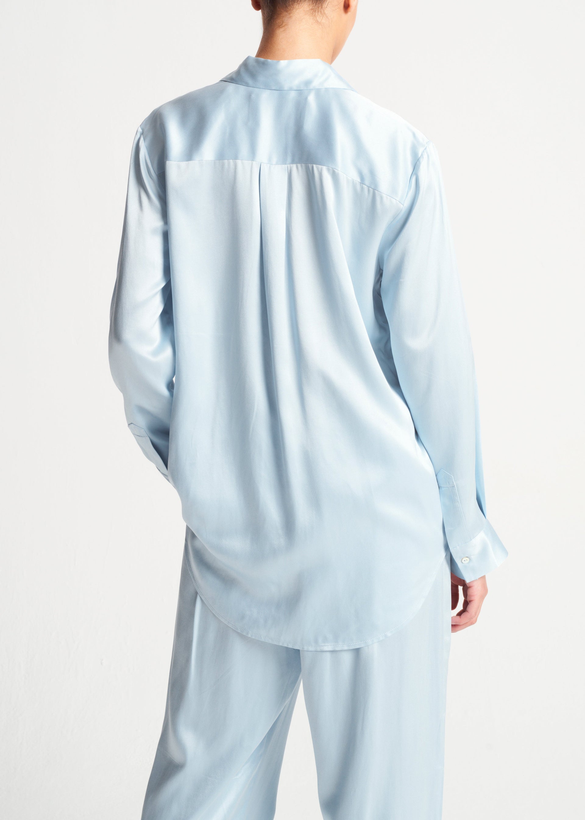 London Sky Blue Silk Charmeuse Pyjama Top