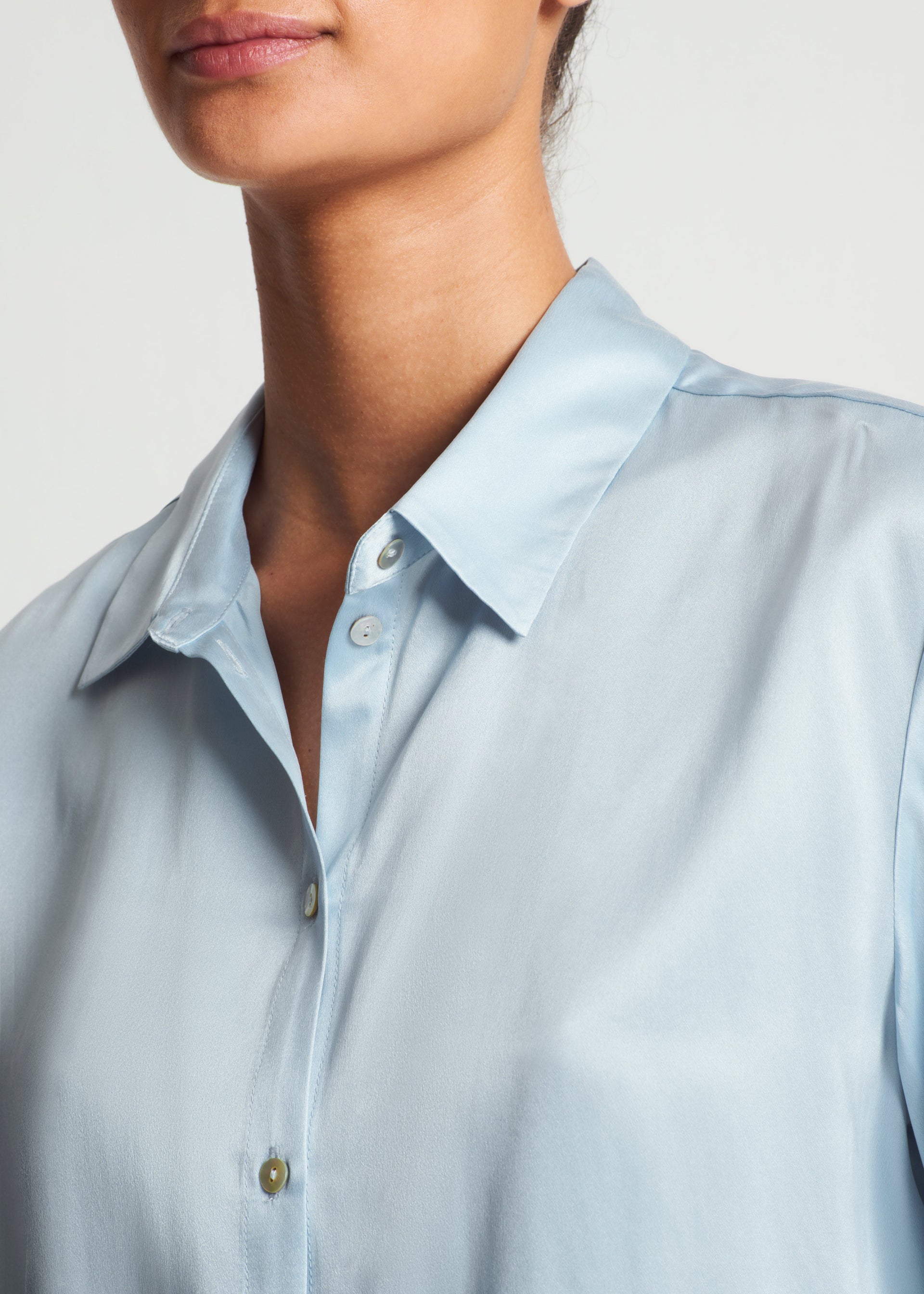 London Sky Blue Silk Charmeuse Pyjama Top