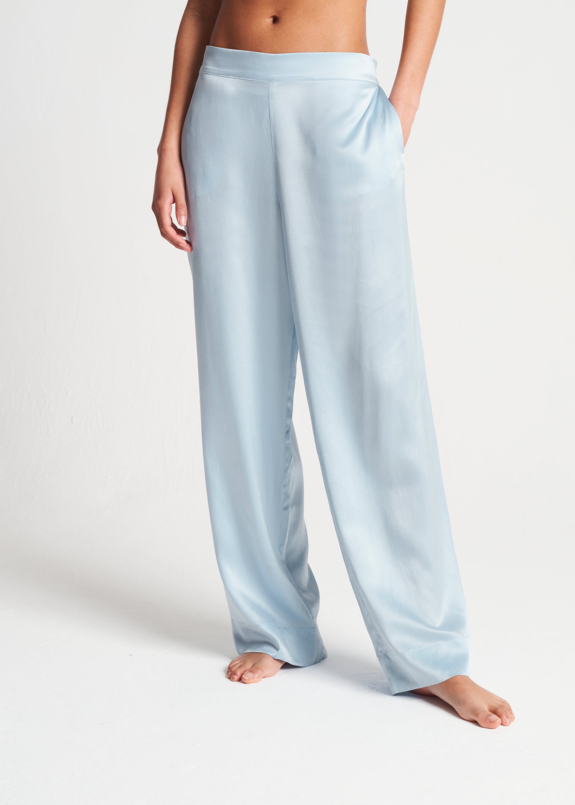 London Sky Blue Silk Charmeuse Pyjama Bottom