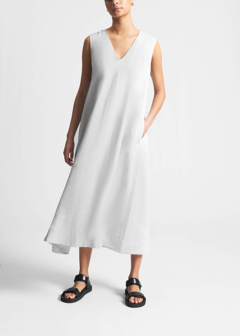 Nisha Dress White Organic Linen