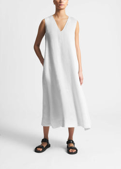 Nisha Dress White Organic Linen