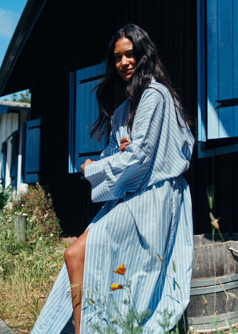 Teal silk deals robe