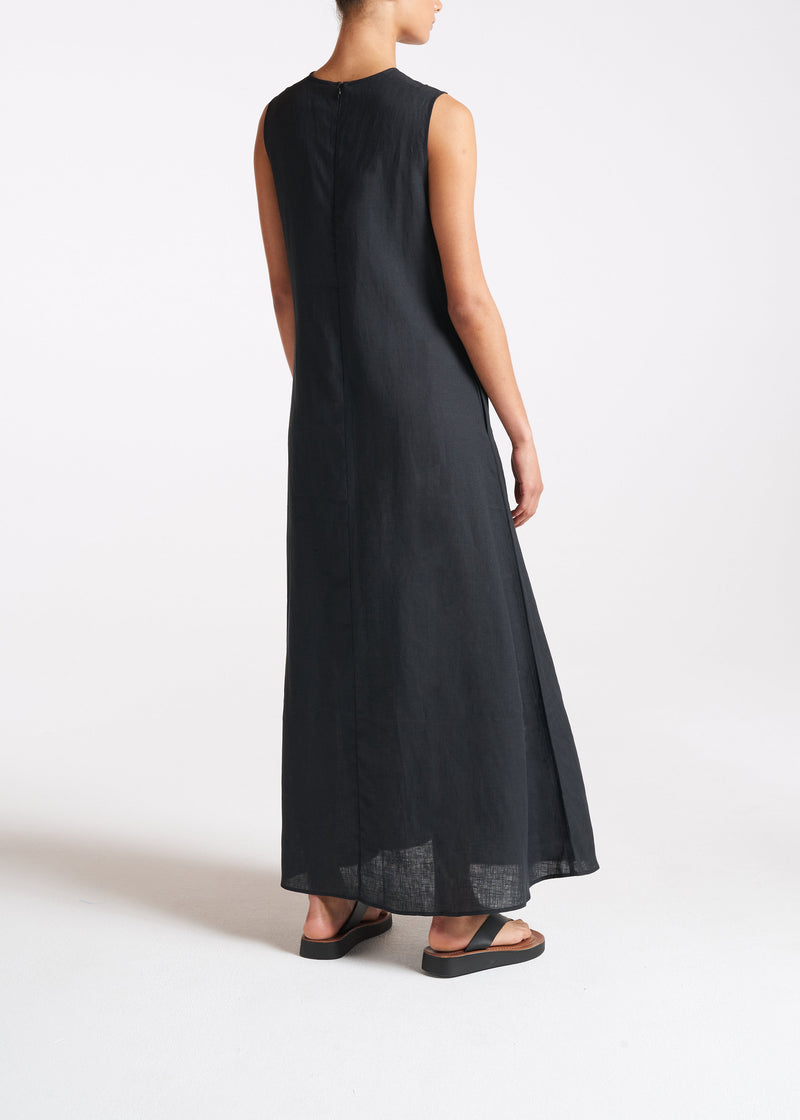 Tallin Black Linen Maxi Dress