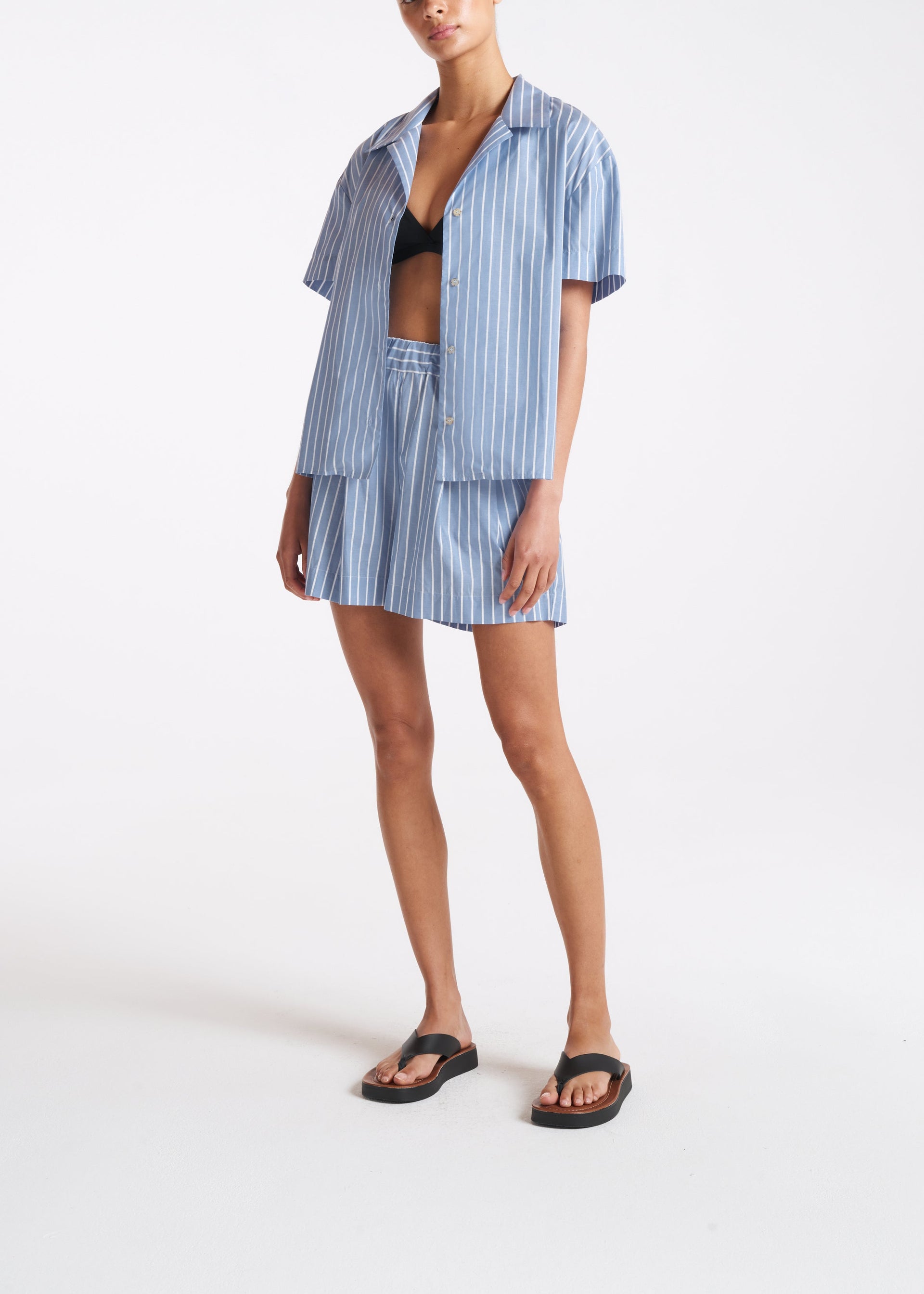 Prague Blue & White Stripe Cotton Silk Shirt
