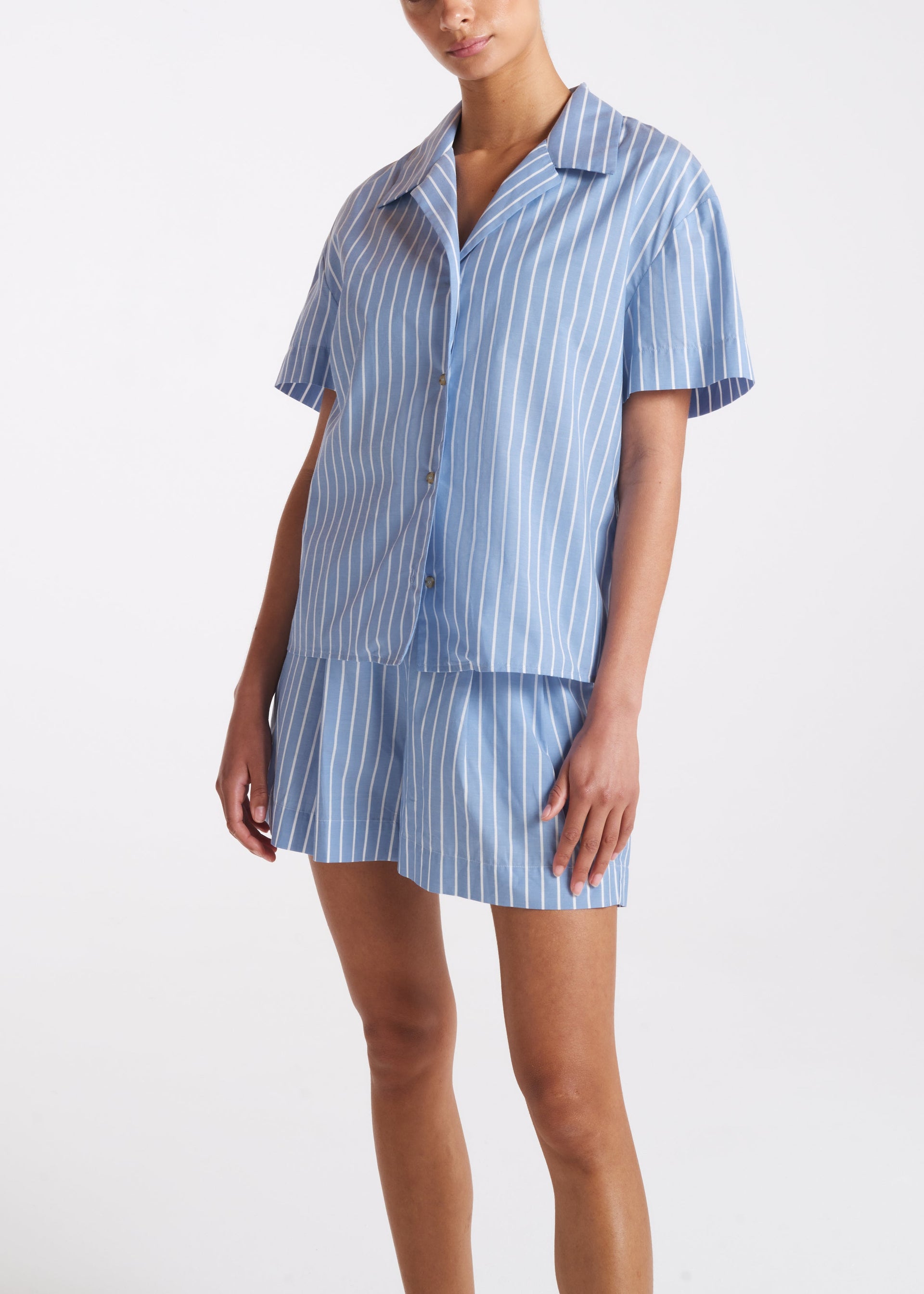 Prague Blue & White Stripe Cotton Silk Shirt