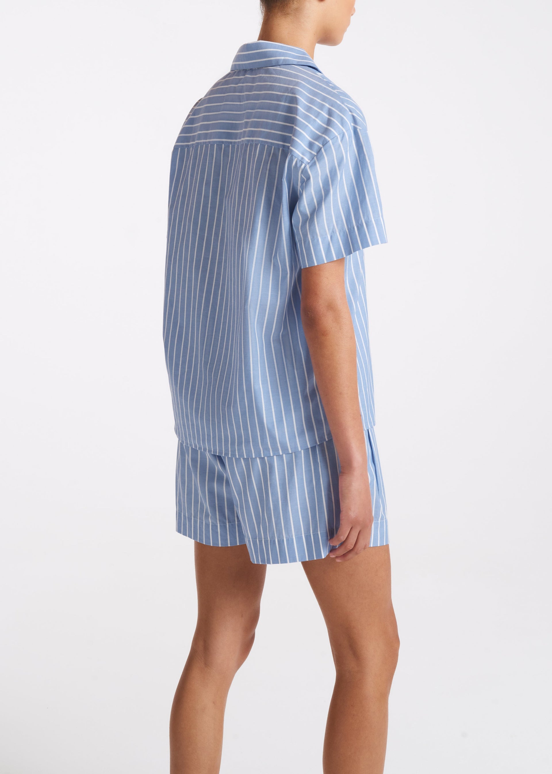 Prague Blue & White Stripe Cotton Silk Shirt