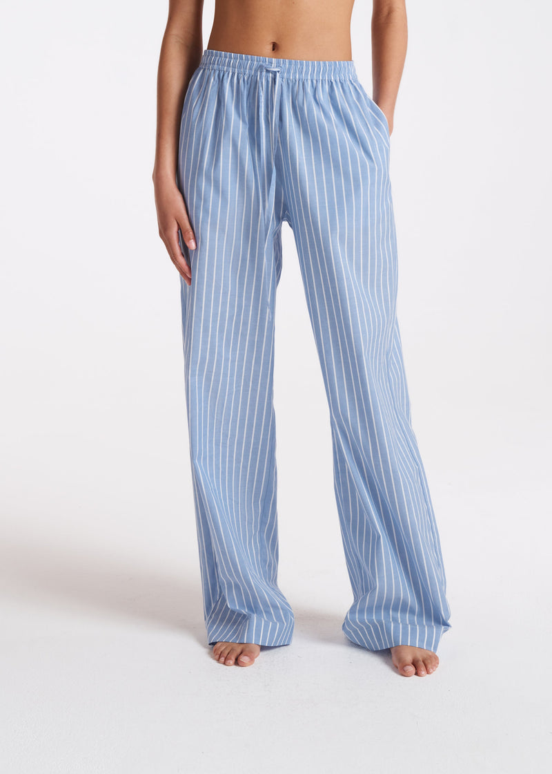Aurelia Blue & White Stripe Cotton Silk Trouser