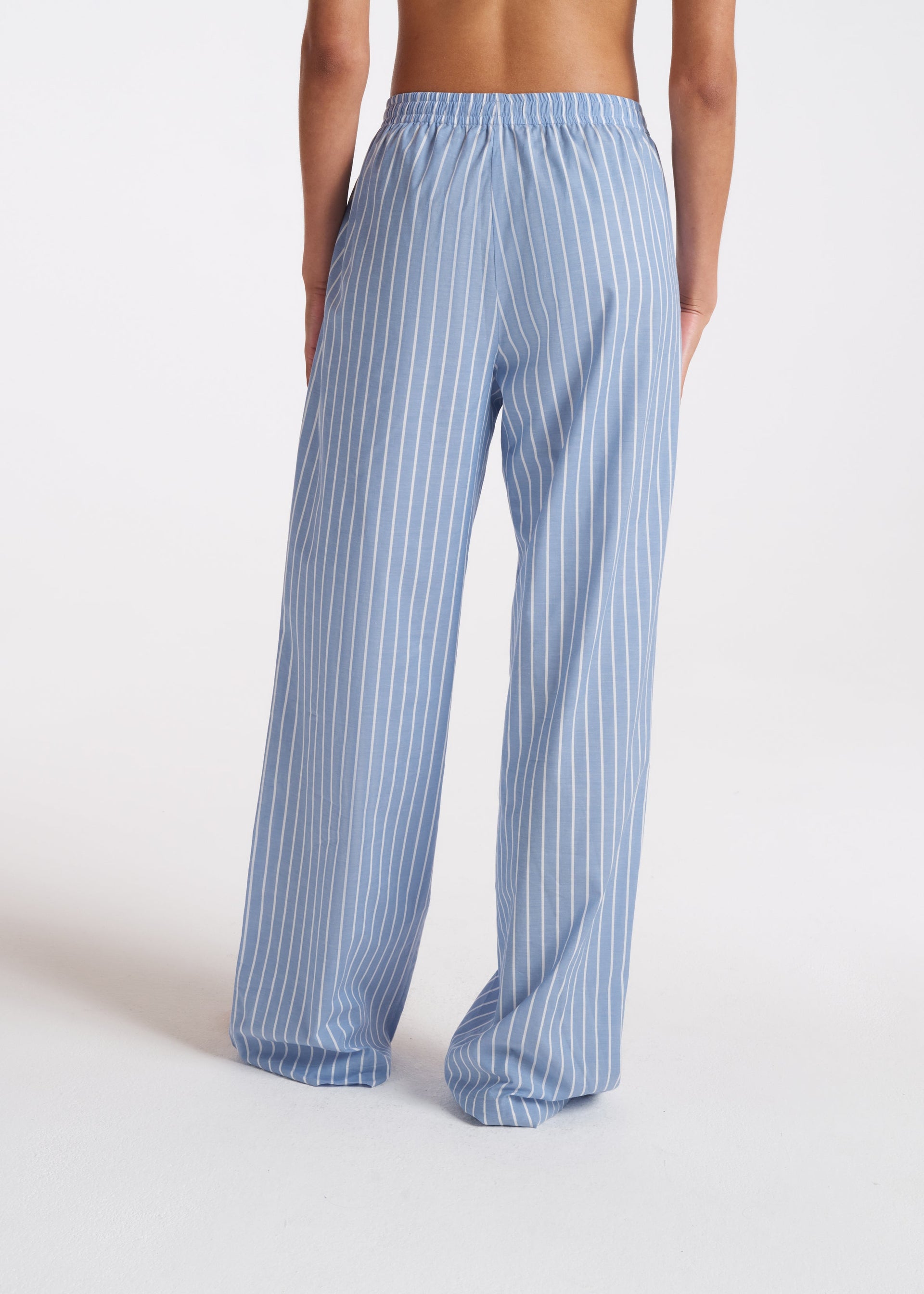 Aurelia Blue & White Stripe Cotton Silk Trouser