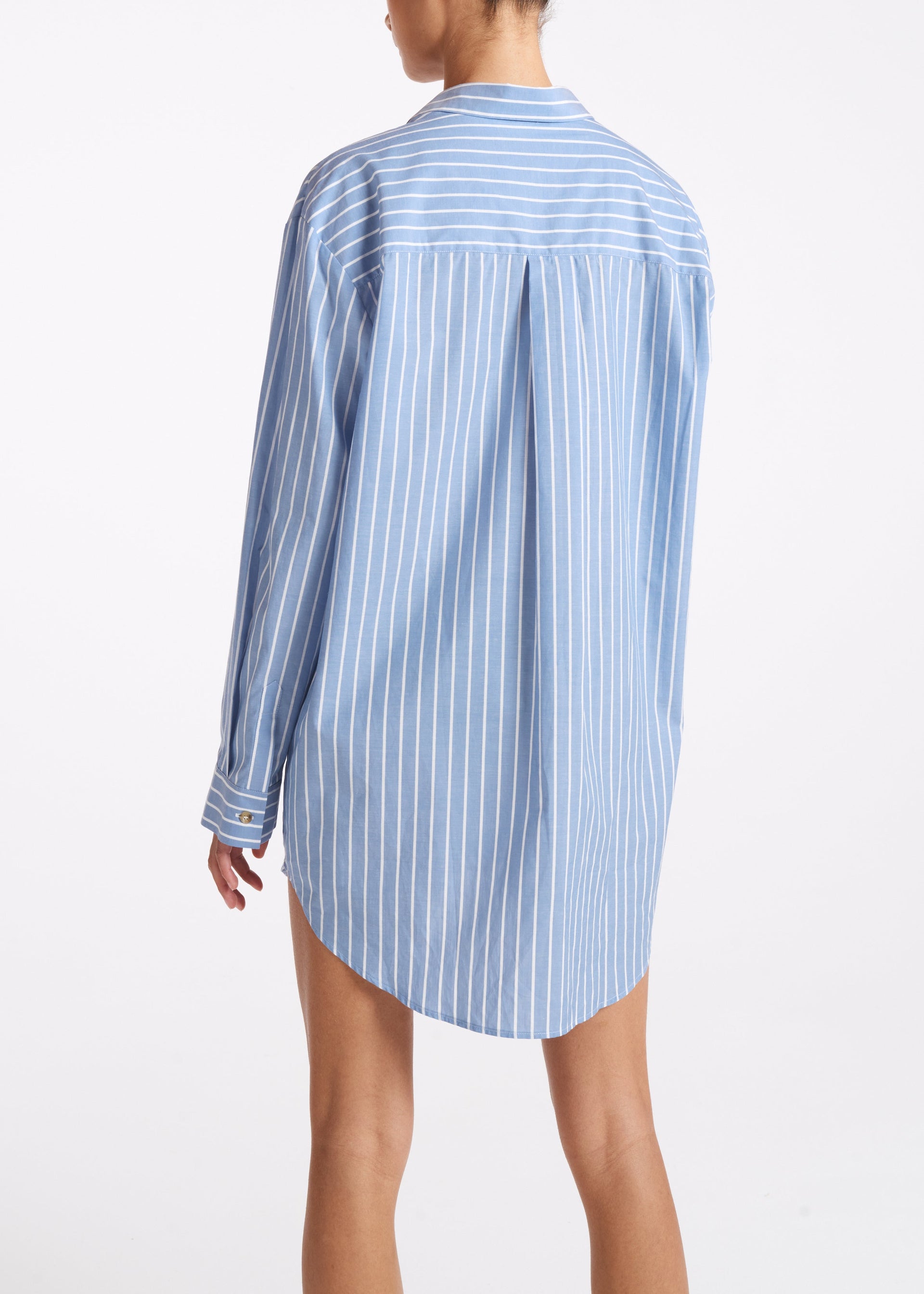Formentera Blue & White Stripe Cotton Silk Shirt