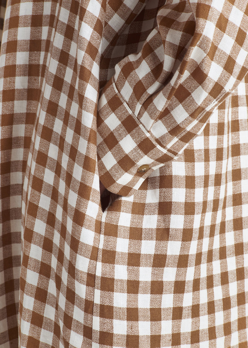 Lara Shirt Dress Brown Check Linen