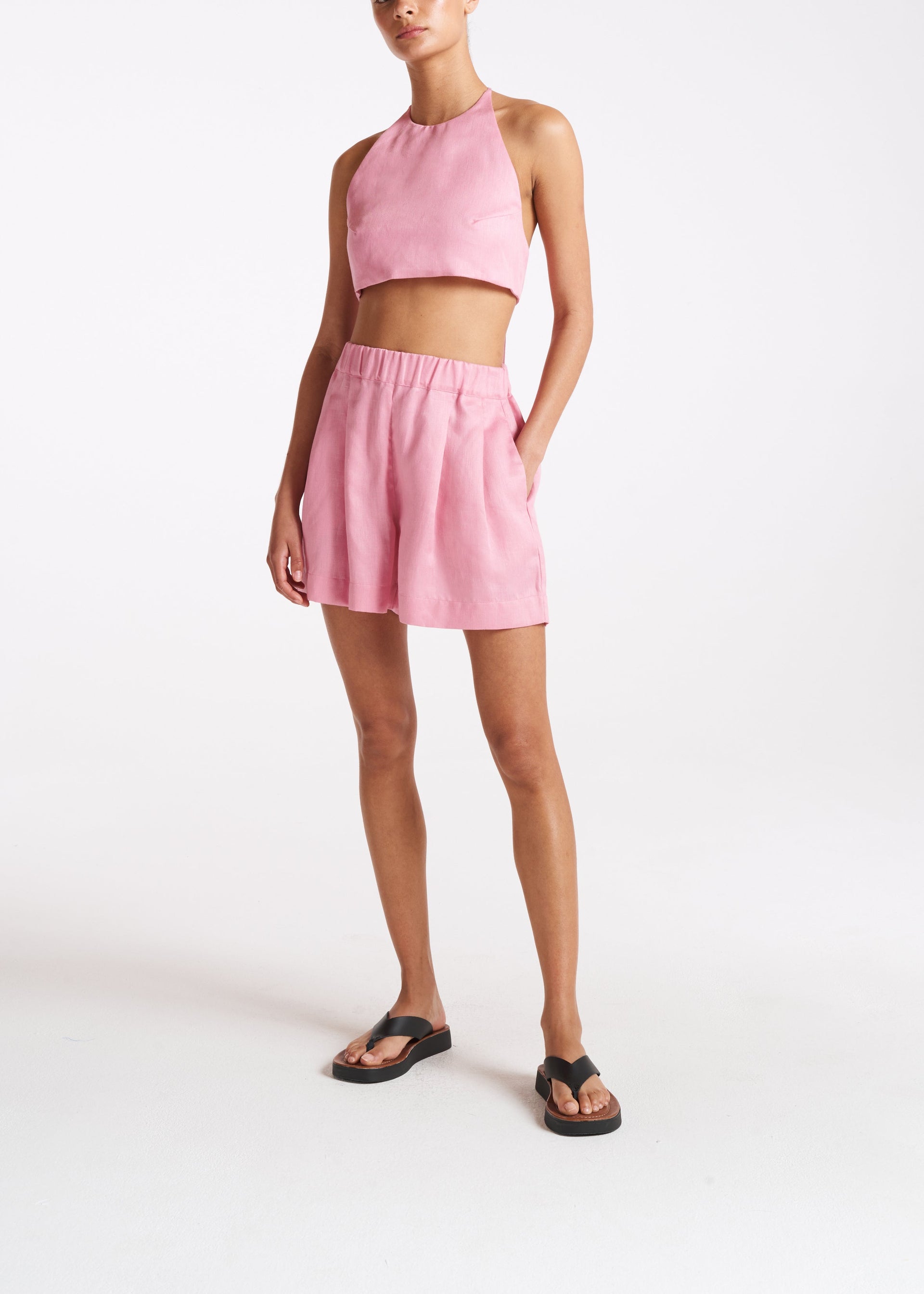 Zurich Bubblegum Heavy Linen Short