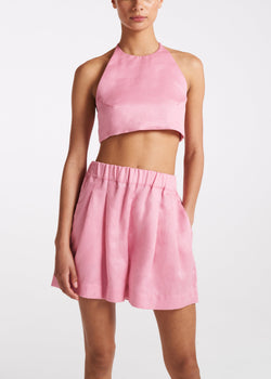 Marseille Bubblegum Heavy Linen Crop Top